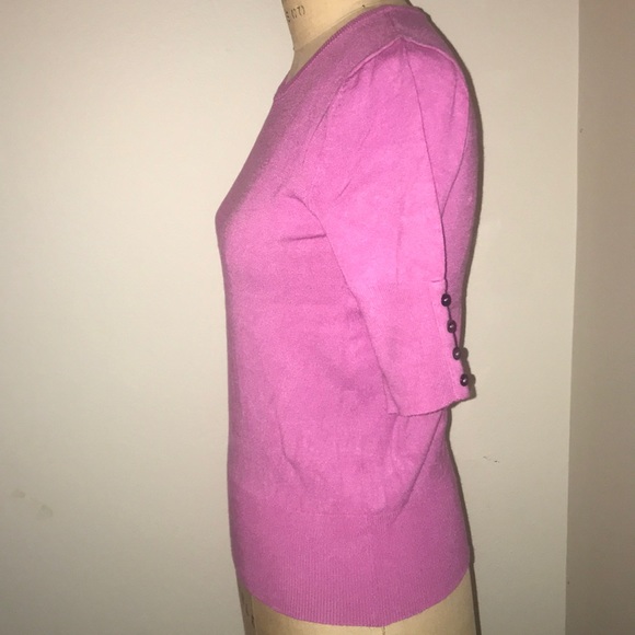 Isaac Mizrahi 3/4 sleeve pink sweater button trim - Picture 3 of 7